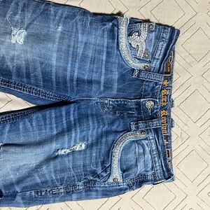 Rock Revival, bootcut, 29 x 29 enhance with fabric cuts